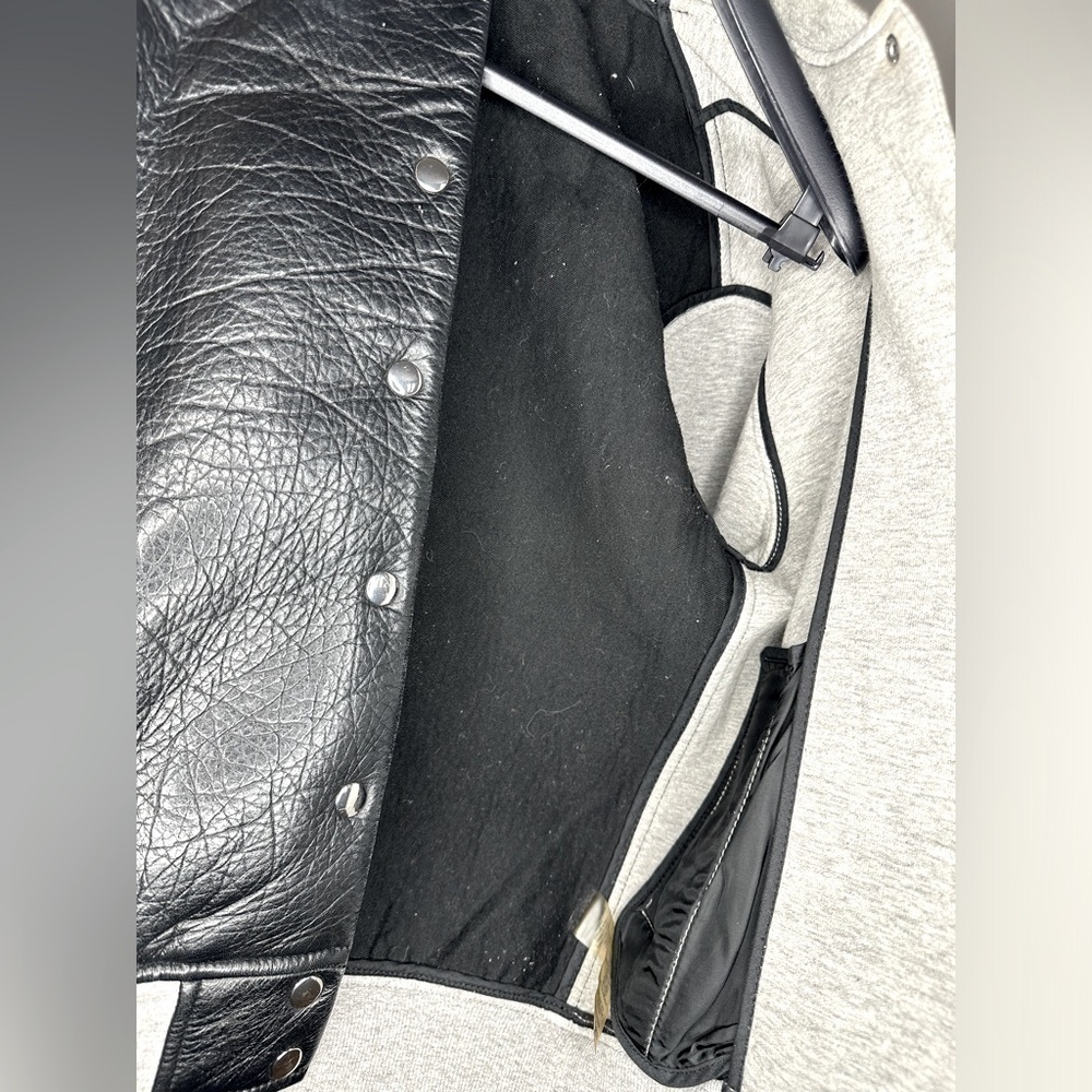 ALEXANDER WANG Leather & Neoprene Half Half Varsity Jacket Black and Grey - Picture 12 of 13